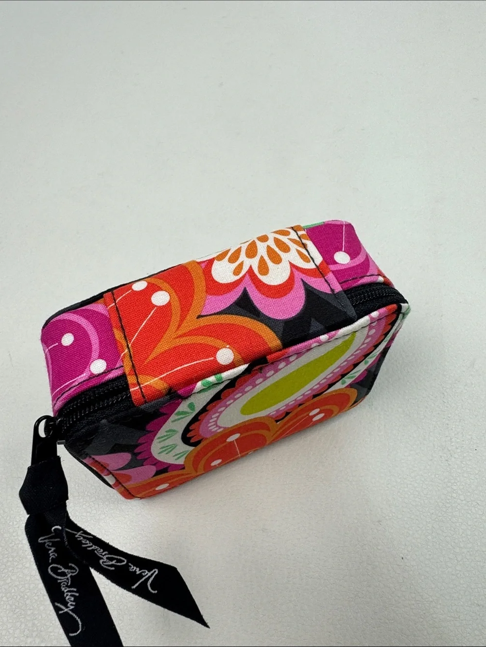 Vera Bradley Bright Paisley Zip Pill Case Pink, Orange, Lime & Black New NWOT
